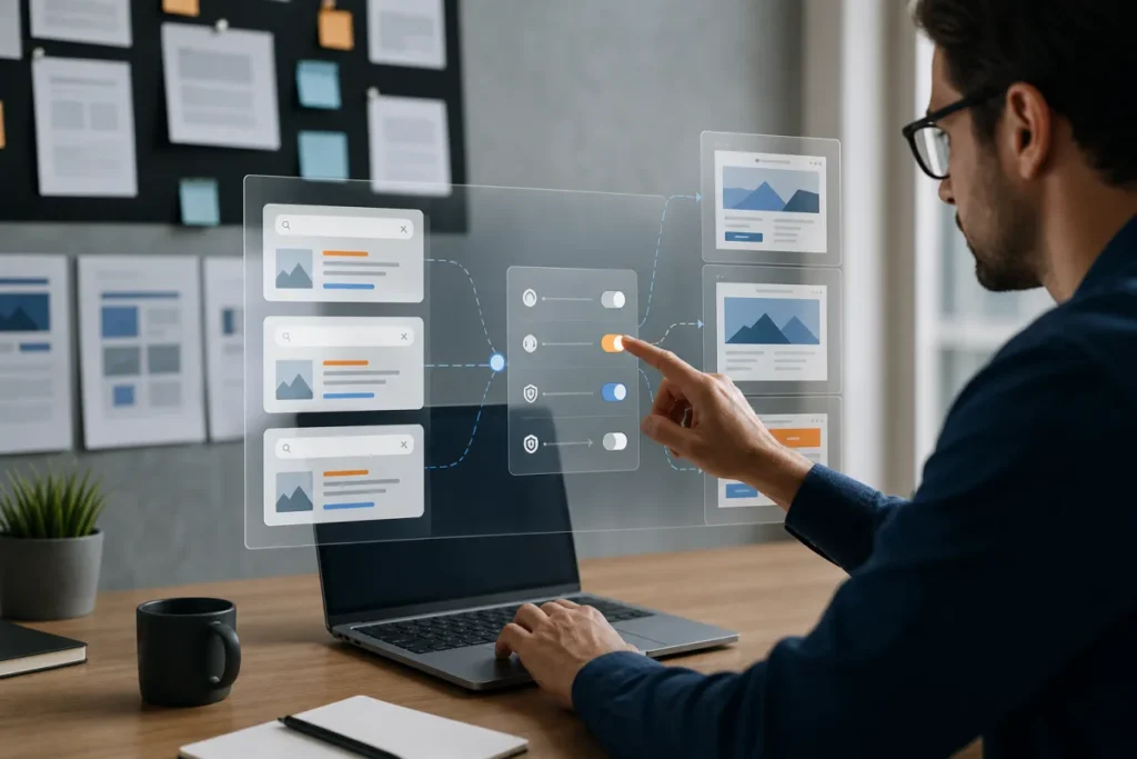 Interface Google Ads avec consignes AI Max et campagnes Search