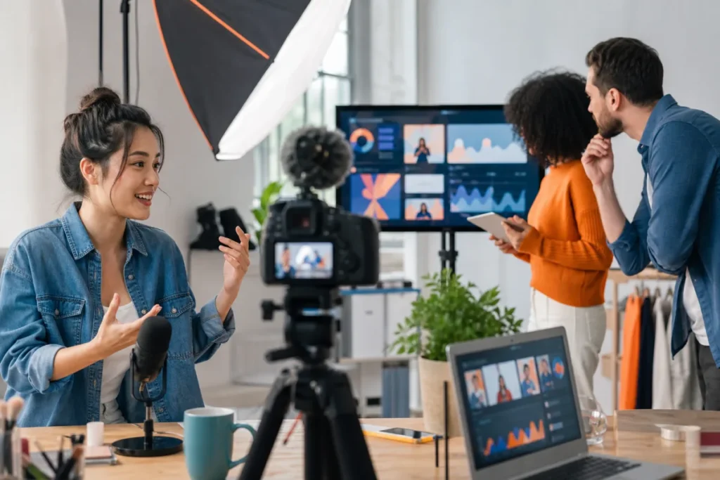 Créateur YouTube préparant une collaboration avec une marque
