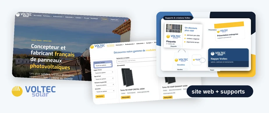 Site web et supports de communication Voltec Solar